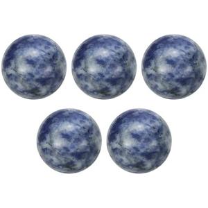 uxcell 5 Pcs Gemstone Sphere Balls, 20mm Mini Natural Quartz Sphere Polished Hand Carved Crystal Ball for Garden Kitchen Living Room Bathroom, Blue