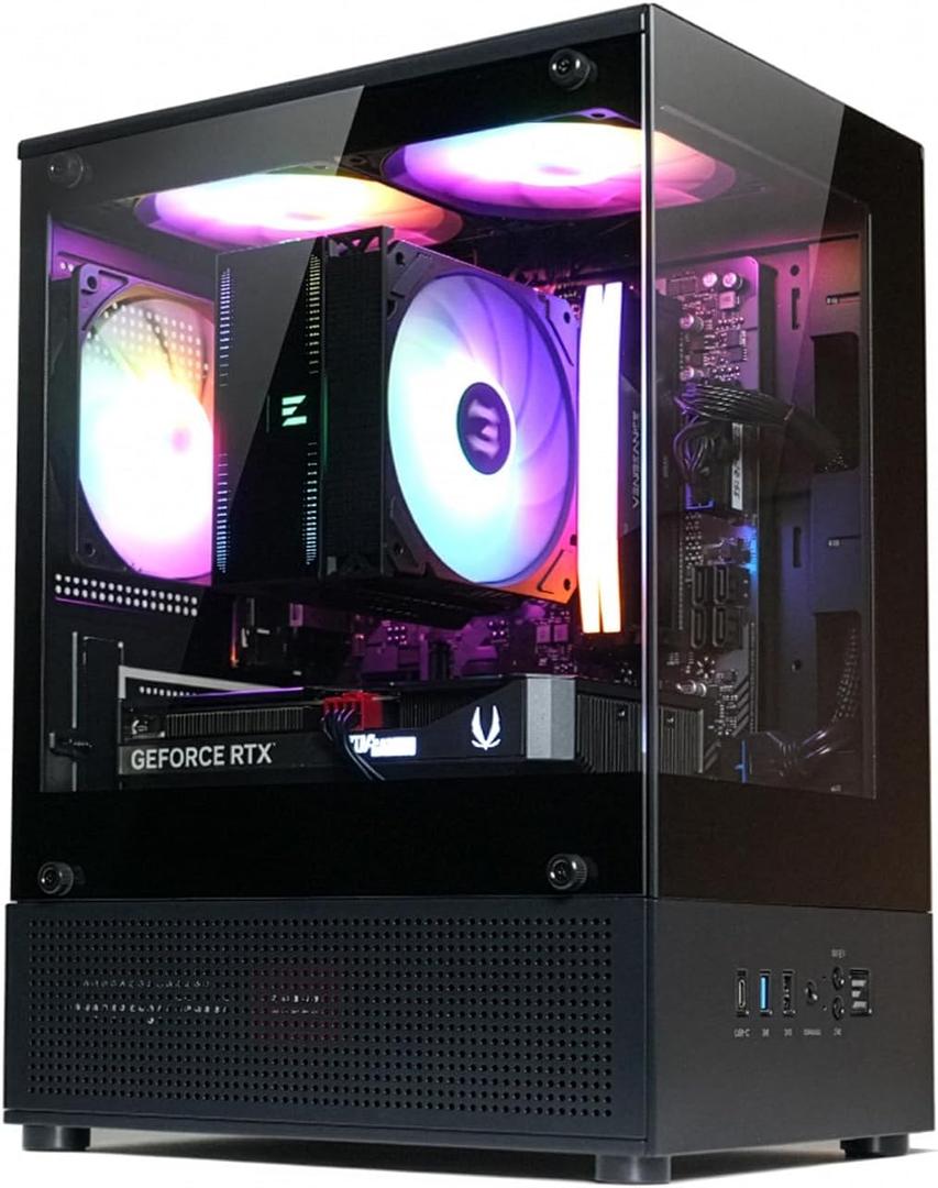 Zalman CUBIX-G Micro-ATX PC Case, MATX Case with 3 X 120mm FRGB Fans Pre-Installed, Panoramic View Tempered Glass Panels, USB Type-C Port, Fits up to 280mm GPUs, Black