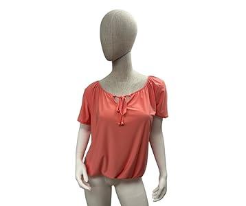 Star Vixen Women's Short Sleeve Peasant Top (Small, Coral)