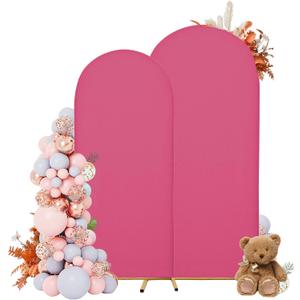 Arch Covers,Arch Backdrop Stand Fitted Cover for Wedding Birthday Party Ceremony Banquet Decoration(6.6FT,Rose Red,Cover Only)