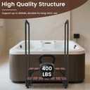 Hot tub Step Stairs with Dual-Handrails, 2 Steps Hot Tub Stairs w/Leveling Foot, Detachable U-Shape Hot Tub Railing to Get in and Out, 400LBS Capacity Spa Steps for Indoor & Outdoor