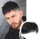 Men Wig Hair Replacement Hairpiece, Baldness Wig Pieces, Hair Pieces Short Wig, Thin Black Straight Short Mens Hair Pieces