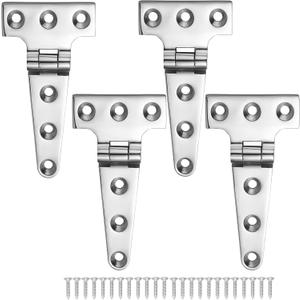 Heavy Duty Marine Boat T Hinges 316 Stainless Steel, 4 x 2.16 Inch, Sturdy Deck Cabinet Door Hinges with Screws (Pack of 4)