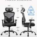 NOBLEWELL Ergonomic Office Chair with Padded Lumbar Support, 2D Headrest, Adjustable Armrests, Upgraded Contoured Seat Cushion, 130 Rocking Tilt, Computer Gaming Chair for Home Office