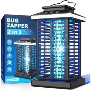 Bug Zapper Outdoor, Mosquito Zapper 2 in 1 Portable & Rechargeable Bug Zapper Outdoor with 4000mAh Battery & LED Night Light, 4000V Electric Fly Zapper for Outside,Patio,Backyard,Garden (Black)