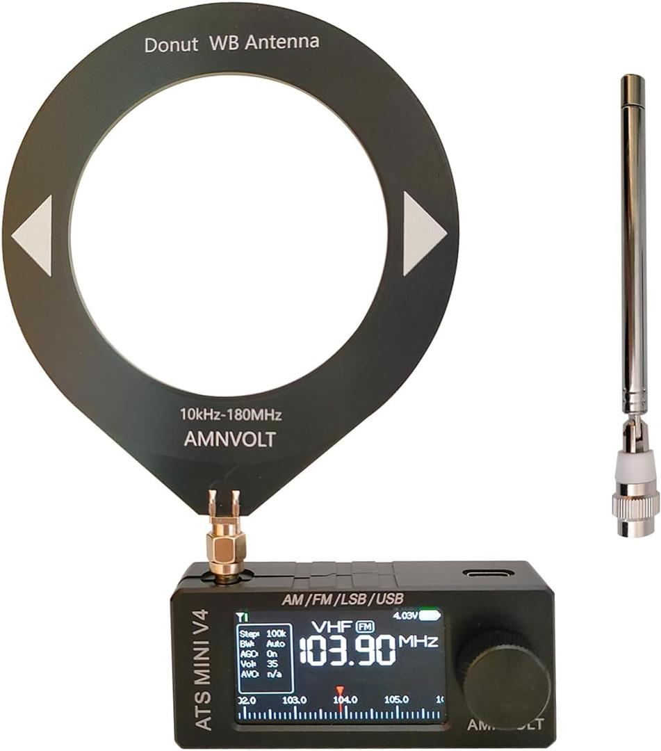 Upgraded SI4732 Mini Radio, ATS MINI V4 Pocket Shortwave Radio, with Built-in Headphone Amplifier and Hi-Z, Exquisite Metal Shell, Portable AM/FM/LSB/USB All Band Receiver for Outdoors and Daily use