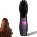 Brush Pro Cordless Hair Straightener Brush, Portable Mini Hair Straightening Brush with 3 Temperature Settings & LED Display, USB Rechargeable Fast Heating Hairs Brush for Travel