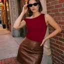 Women Off Shoulder Tops Sleeveless Shirts Y2K Going Out Crop Tank Top Red (Red, M)
