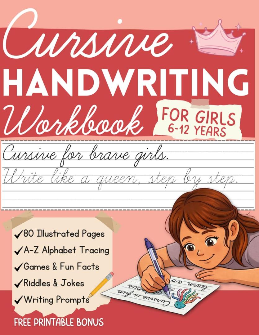 2 x Cursive Handwriting Workbook for Kids Ages 6+: Learn to Write Letters, Words & Sentences with Fun Activities, Games, and Practice Pages for Girls (Little Writers Collection)