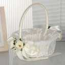 Flower Girl Baskets for Wedding,Romantic Elegant Lightweight Hand Woven Wedding Flower Basket,Wedding Flower Girl Basket and Home Decorations (5798)