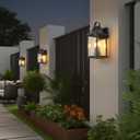 Outdoor Wall Sconces Set of 2, 15 Black Outside Wall Mounted Light Fixture, Exterior Farmhouse Wall Sconce Lantern 2-Light, Modern Porch Lighting Exterior Lamp for House, 2 Pack