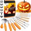 D-FantiX Halloween Pumpkin Carving Kit, 13 Pieces Professional Stainless Steel Pumpkin Carving Tools Kit with Stencils and Carrying Case - Carve Sculpt Jack-O-Lanterns Halloween Decorations DIY