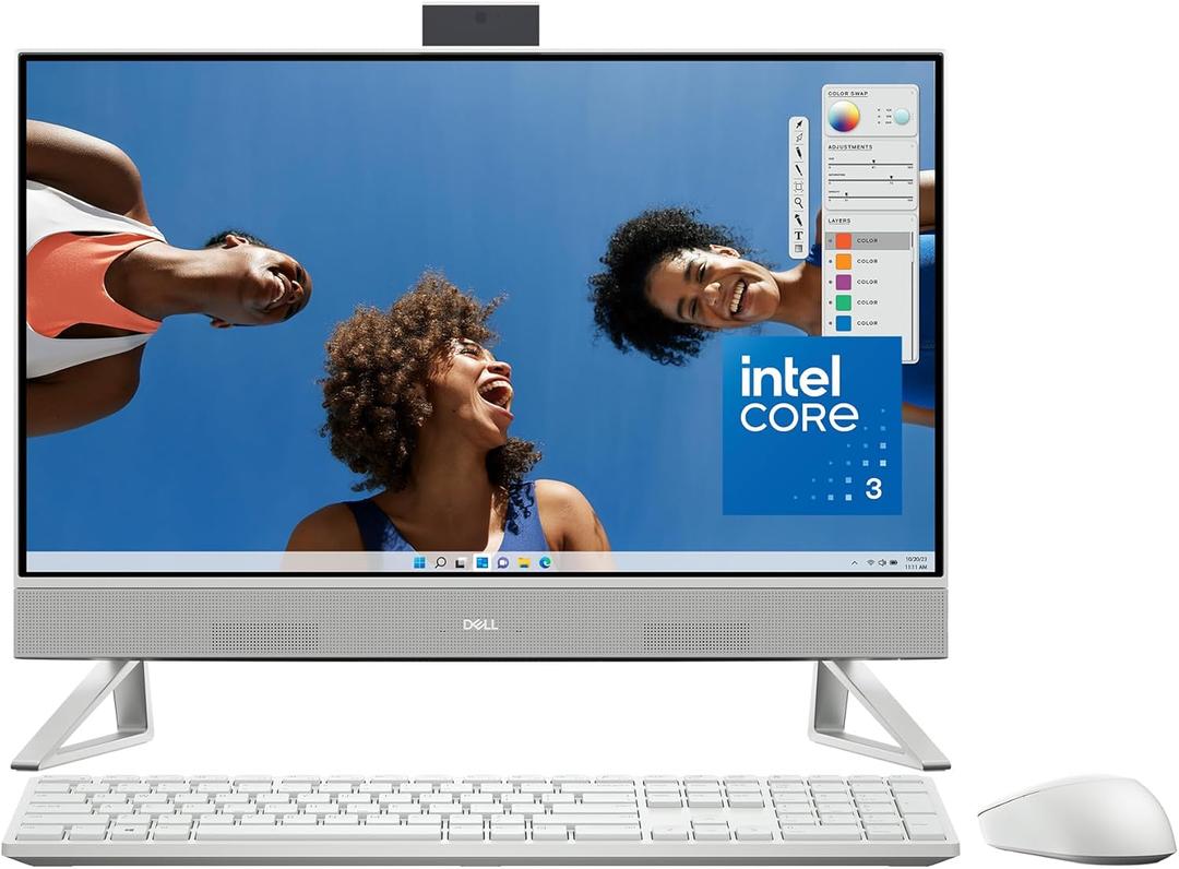 Dell Inspiron 5430 All in One Desktop - 23.8-inch FHD (1920 x 1080) Display, Intel Core 3-100U, 8GB DDR4 RAM, 512GB SSD, Intel Graphics, Windows 11 Home, Onsite Service - White 