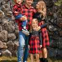 PATPAT Family Matching Outfits Mommy and Me Dresses Matching Set Long Sleeve Plaid Midi Dress and Casual Button Down Shirts (M)