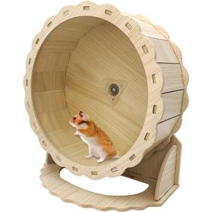 Hamiledyi Wooden Hamster Wheel, Small Pets Exercise Wheel, Silent Running Wheel for Gerbil, Mice, Guinea Pigs, Dwarf Syrian Hamster (8.26in)
