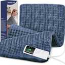 Extra Large Heating Pad for Back Pain Relief, 33"x17" Electric Heat Pad for Neck, Shoulders, Cramps, Menstrual Pain, 9 Heat Settings & 4 Auto-Off Timers, Soft Machine Wash Fabric, Gifts for Lover Blue