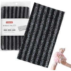 Exfoliating Shower Towel, 2026 New Rip-Resistant Exfoliating Washcloth, Premium Scrub Wash Cloth for Types Body Face All Skin (Black-A)