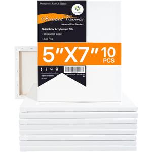 CONDA Stretched Canvas for Painting, 5x7 inch 10 Pack of Canvas, Primed, 100% Cotton 5/8 Inch Profile Value Bulk Pack for Acrylics, Oils Painting