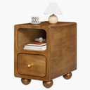 Solid Wood Nightstand, Narrow Night Stand with Drawers, Walnut Mid Century Modern Nightstand, Small Beside Table with Open Storage Shelf for Bedroom (12 inch) (11.7*15*18.5 Inch)