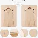 AlvaQ Womens Short Jumpsuits Solid Color Summer Casual Waffle Button Front Sleeveless Rompers with Pockets (X-Large)