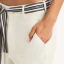 Nautica Women's Belted Trouser Pant, Ivory, 12