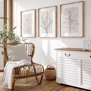 Neutral Botanical Prints Wall Art Decor Plant Minimalist Canvas Pictures Vintage Beige Wall Art Modern Farmhouse Line Poster Boho Abstract Painting Artwork for Bedroom 24x36 Inch Unframed Set of 3