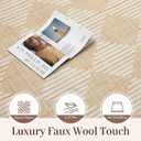 Washable Rug 8x10 – Soft Textured Area Rug with Non-Slip Backing, Modern Luxury Checkered Design, Machine Washable Carpet Perfect for Living Room, Bedroom, and Dining Room, Beige