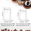 FireKylin 50 PCS Coffee Bags with Valve, (8 oz, 0.5 lb) Stand Up Pouches, Resealable Vented Food Storage Bags Side Zipper(White)