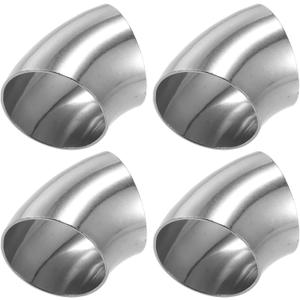 X AUTOHAUX 4 Pcs OD 2.5 Inch 45 Degree SS304 Stainless Steel Bend Tube Exhaust Elbow Pipe for Car Modified Exhaust System 2.5" Piping Silver Tone