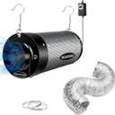 Air Filtration Kit 6", Built-in 14cm Fan Low Nois Carbon Filter with 12-Speed Controller, 8' Ducting, Cooling & Ventilation System for Grow Tents, Indoor Gardening, Hydroponics 6x13.4"