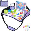 COOLBEBE Kids Travel Tray for Toddler Car Seat, Travel Tray for Airplane, Toddler Car Seat Lap Tray, Carseat Table Tray for Kids Travel Activities, Mermaid
