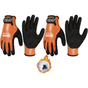 Waterproof Winter Work Gloves Men,Cold Weather Insulated Work Gloves Thermal Liner Superior Grip Latex Coating Warm for Outdoor xx-large (Orange-2pairs)