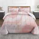 Marble Rose Gold Comforter Set King Size, Granite Baby Golden Soft Bedding Set with 2 Pillowcases for Girls Teens Kids Boys Adults Bedroom Bed Decor,1 Quilt 2 Pillow Cases