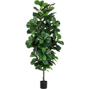 FLOWORLD Fiddle Leaf Fig Tree 7ft Tall Artificial Tree in Plastic Pot Fake Ficus Lyrata Plants with 184 Decorative Fiddle Leaves Faux Fig Trees for Home Office Living Room Decor Indoor Outdoor