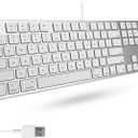 Macally Ultra-Slim USB Wired Keyboard with Number Keypad for Apple Mac Pro, MacBook Pro/Air, iMac, Mac Mini, Laptop Computers, Windows Desktop PC Laptops, Silver (SLIMKEYPROA) (Silver Aluminum)