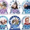Winter DIY Craft Kits for Kids 24 Packs DIY Snow Crystal Ball Photo Frames Set with Stickers Paper Picture Frames Funny Winter Gifts Craft for Winter Christmas Party Favors Home School Game Activities