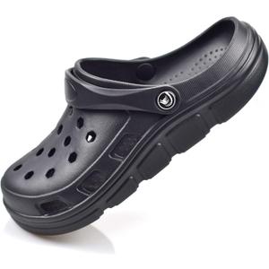 PIMIO Garden Clogs for Women and Men,Slip On Work Shoes with Arch Support,Womens Mens Quick-Dry Water Shoes Casual Sandals,Comfortable Slippers (9 Women/7 Men, B Black)