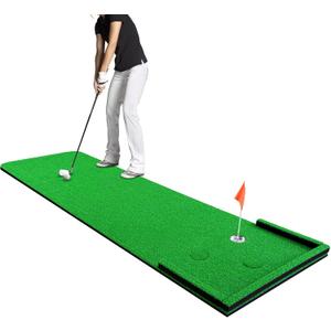Wekin Golf Putting Green Mat Indoor,3x10ft Thickening Outdoor Portable Golf Pong Game Set Training Turf with Side Border,Movable Cup for Home Backyard Office (putting green 90cm)
