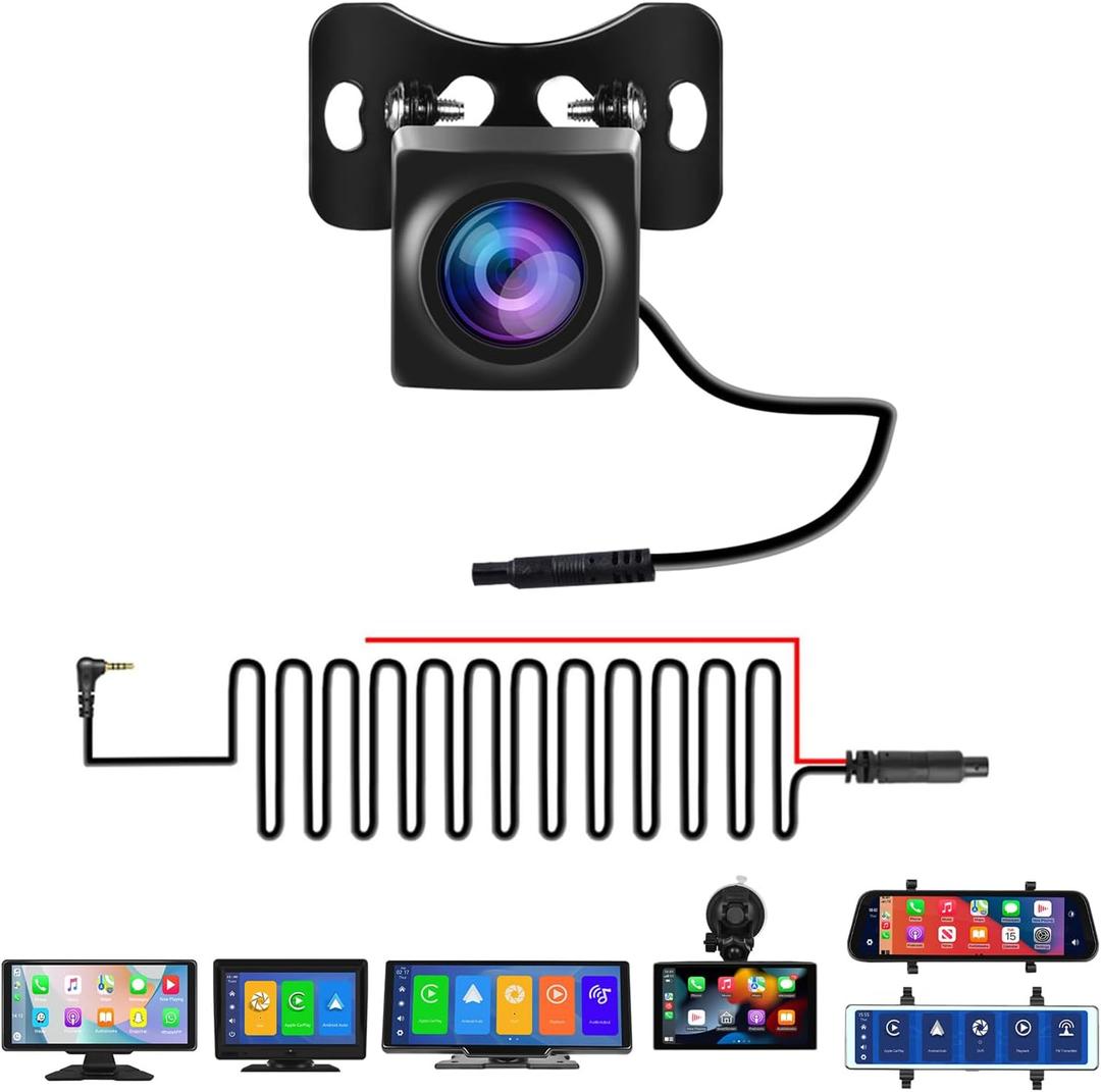 AHD Rear View Camera for Portable Carplay/Android Auto Smart Player IP69 Waterproof Infrared Night Vision HD Backup Reversing Camera Wide-Angle Parking Assistance Cameras
