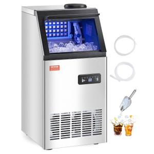 VEVOR 110lbs/24H Commercial Ice Maker Machine with 2 Water Inlets, 36 Ice Cubes in 15 Minutes, with 28lbs Large Storage Capacity for Bar Office Restaurant, with LED Digital Display & Self-Cleaning