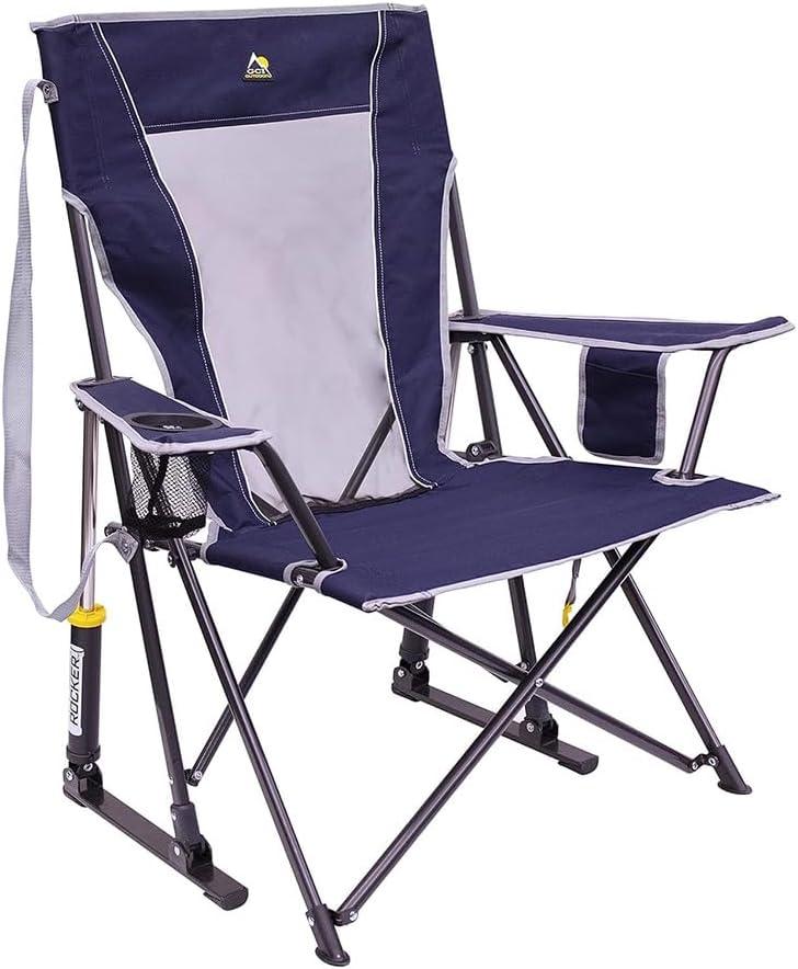 GCI Outdoor Comfort Pro Rocker Collapsible Rocking Chair & Outdoor Camping Chair, Indigo Blue