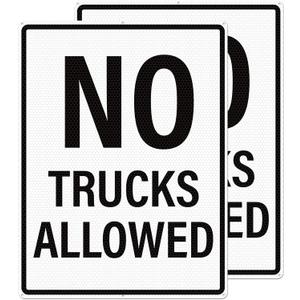 2 Pack No Trucks Allowed Sign 24 x 18 Inch Reflective Aluminum Metal Signs Rust-Free UV Protected Driveway Signs for No Trucks in Driveway Street Parking Lot Private Roads