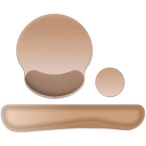 RICHEN 3 PCS Computer Mouse Pads for Desk with Coaster Set, Non-Slip Keyboard Wrist Rest and Mouse Pad Set, Ergonomic Design (Gradient Brown)