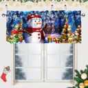 SUNWISHA Christmas Window Curtains Valance Decoration 52x18 inch Snowman Happy Christmas Eve Winter Forest Decor - Rod Pocket Kitchen/Bathroom/Laundry Valances