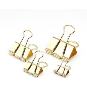 Gold Binder Clip, Paper Binder Clips, Paper Clamps Assorted Sizes, (Large, Medium, Small, X-Small) Paperclips for Office School, 100 Pack (New Version)