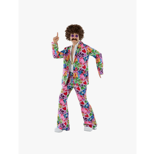 fun shack Groovy Mens Hippie Costume, Retro 60s Suit for Men, Adult Groovy Costumes, Vintage Hippie Outfit, M