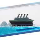Latest Model Unsinkable Titanic Wavey Boat Toy Model Desk Acrylic Paperweight Liquid Wave Decorations for Car Cruise Ship in a Bottle Box Toys (C)
