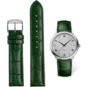 Watch Bands Genuine Leather Embossed Alligator Grain Calfskin Replacement Strap for Women Men Bracelet Choose Color Width 16mm 17mm 18mm 19mm 20mm 21mm 22mm 22mm 24mm
