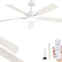 ZMISHIBO Ceiling Fans with Lights and Remote, 52 Inch White Modern, with 24W 2400LM High Bright LED Light, Quiet Powerful DC Pure Copper Motor for Bedroom, Kitchen, Living Room