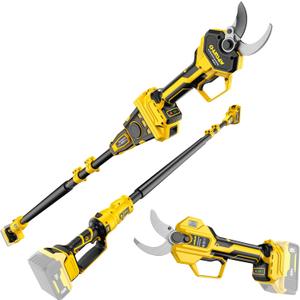 2-IN-1 Electric Pole Pruning Shears Cordless Compatibility with DEWALT 20V MAX Battery, 1.6" Cutting Diameter Pruner, 14.8 FT MAX Extension Pole Saws for Tree Trimming, LCD Display, (NO Battery)